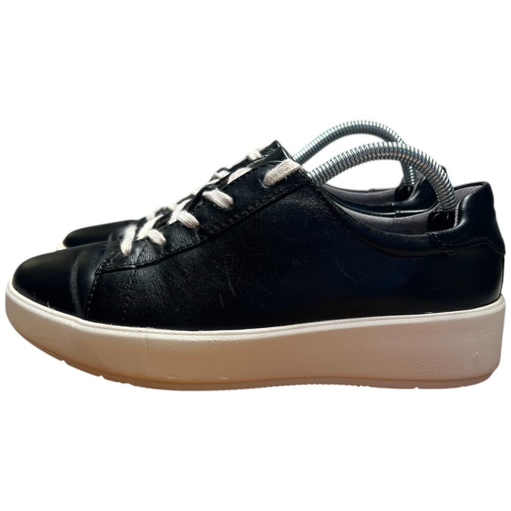 COLLECTION BY CLARKS LAYTON LACE Women's Size 6 Black Leather Sneakers Shoes - Picture 3 of 15